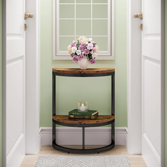 End Table Semi Circle w/Storage Shelf