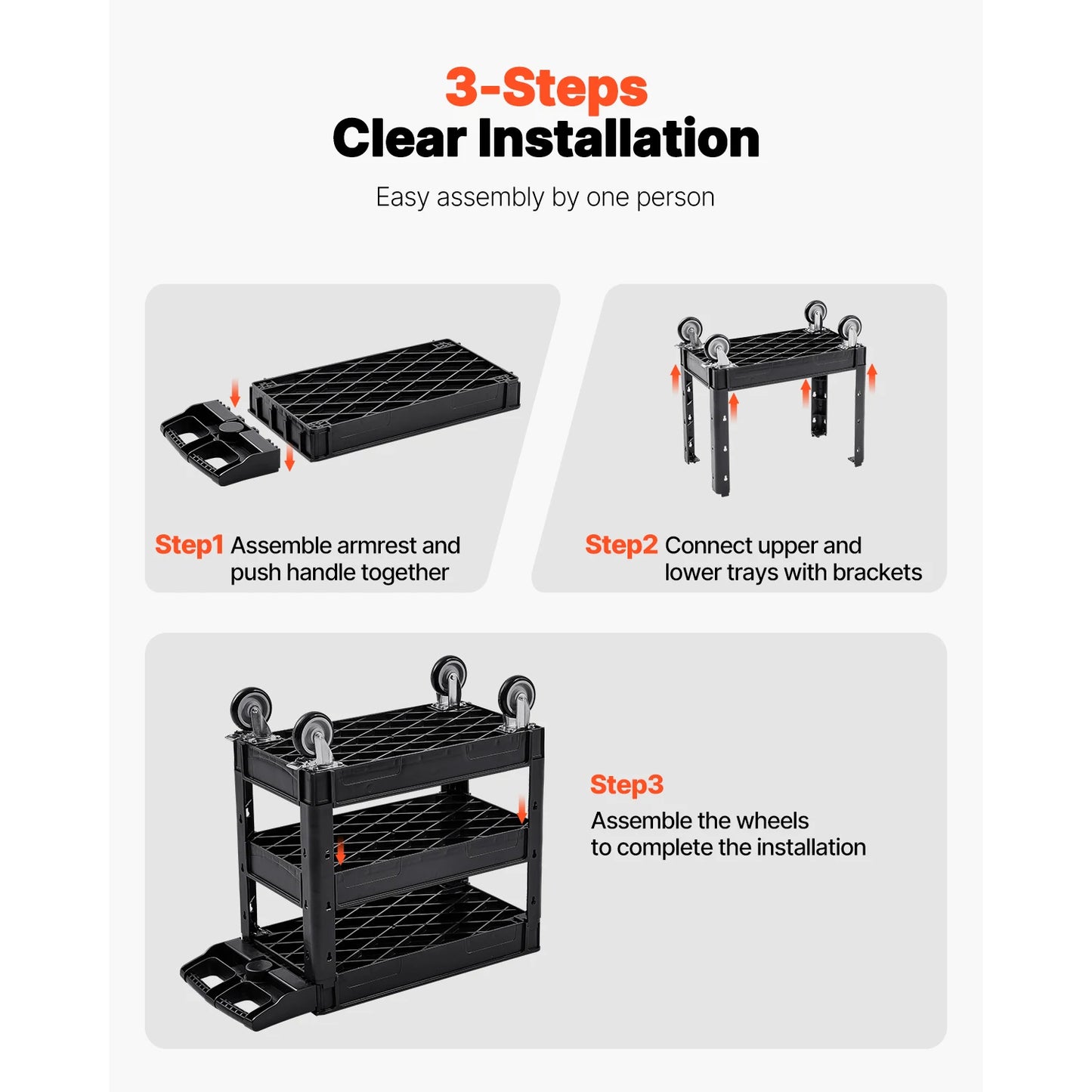 2/3 Shelf Utility Service Cart Dolly w/ 360° Swivel Wheels