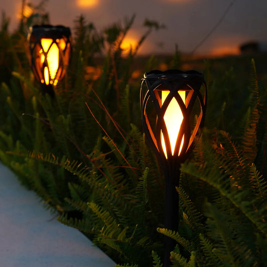 4-Piece Solar Pathway Torch Lights w/ Flickering Flame