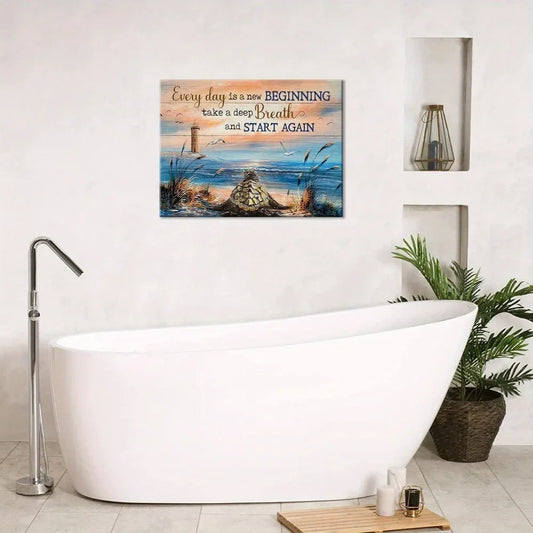 1.5 inch thick pine framed turtle canvas wall art