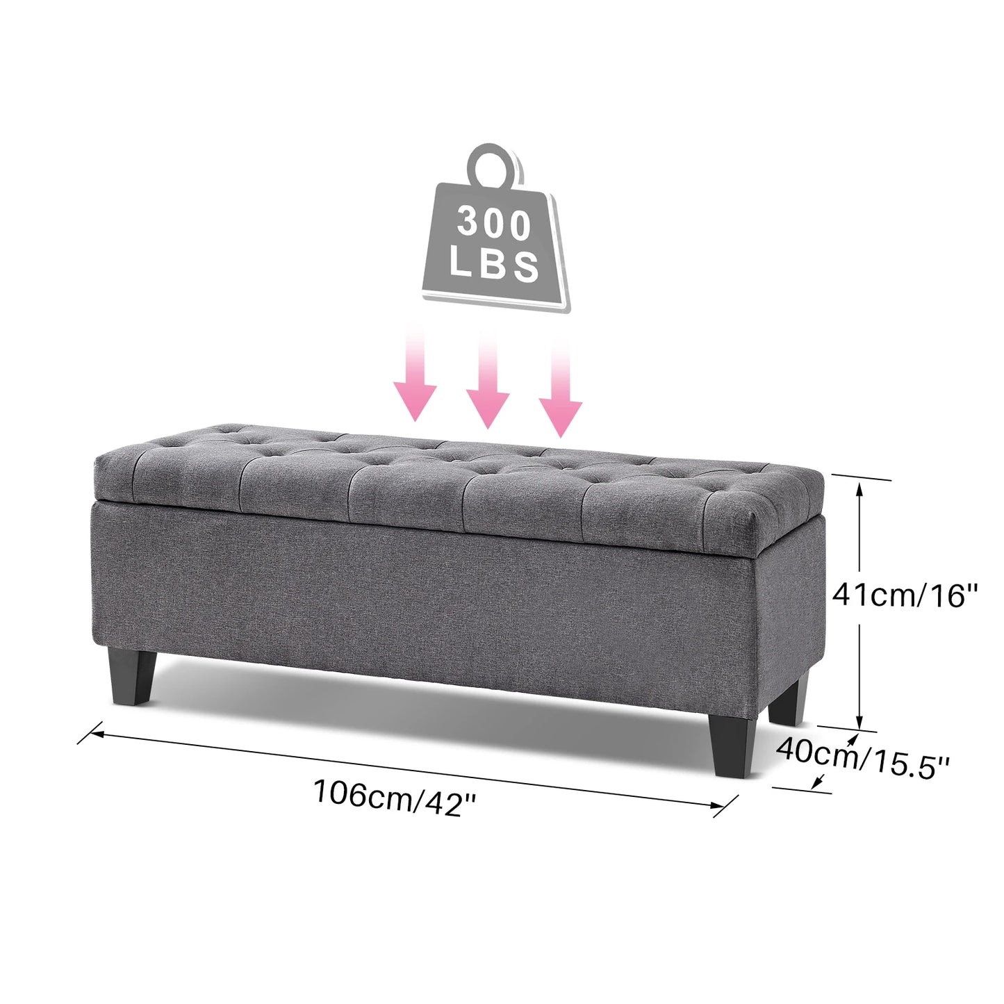 42'' Tufted Storage Ottoman Bench
