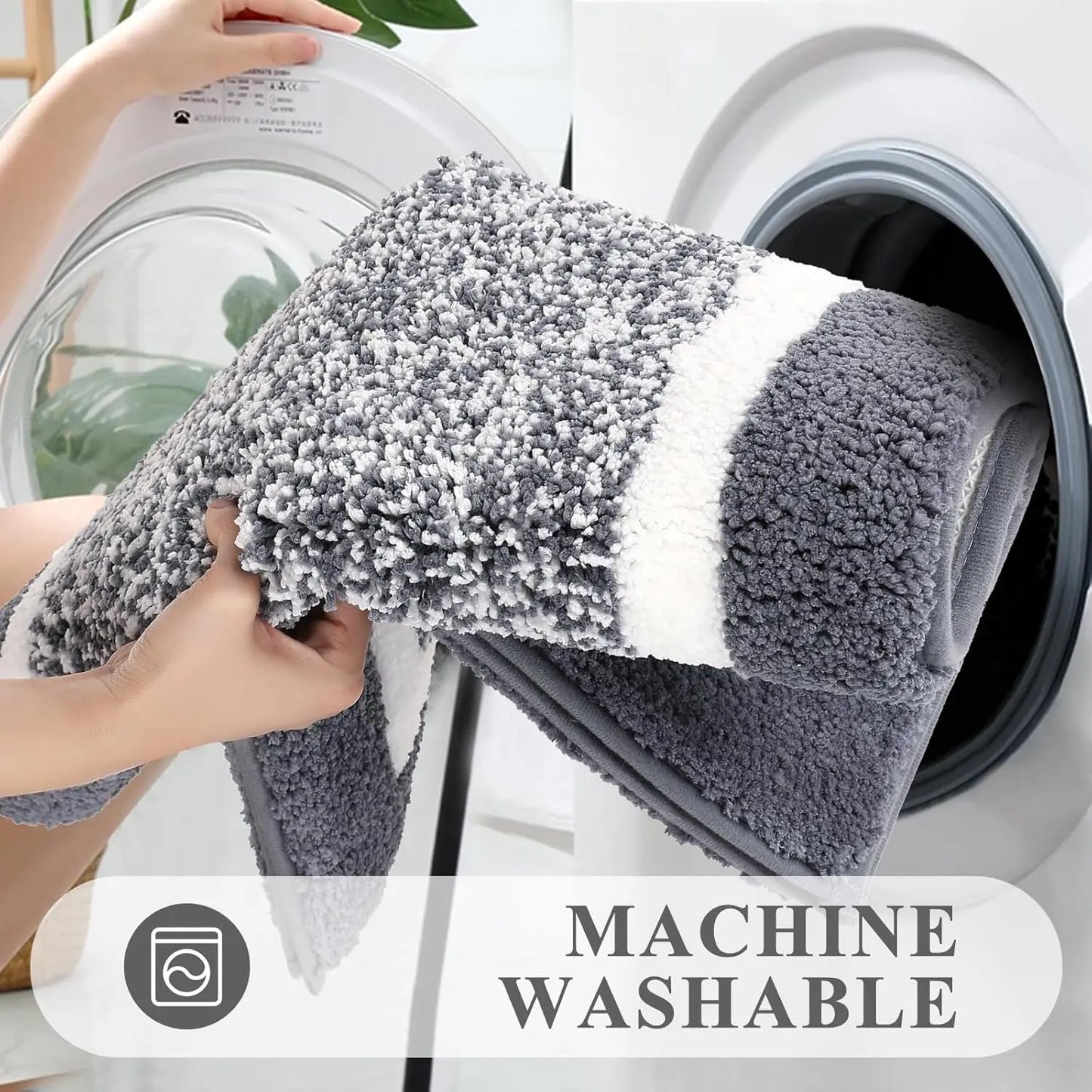 3-Pc Non-slip Microfiber Shaggy Bath Mat Set