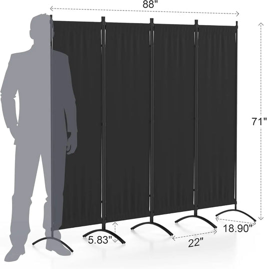 Folding Privacy Screens 4 Panel Partitions 88" Wall Dividers