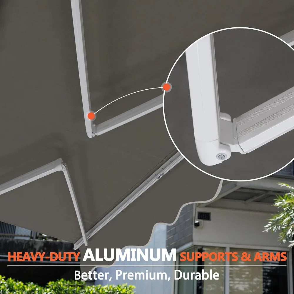 12x10 FT Manual Retractable Outdoor Patio Awning