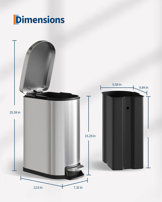 Stainless Steel Garbage Bins w/Removable Inner Buckets