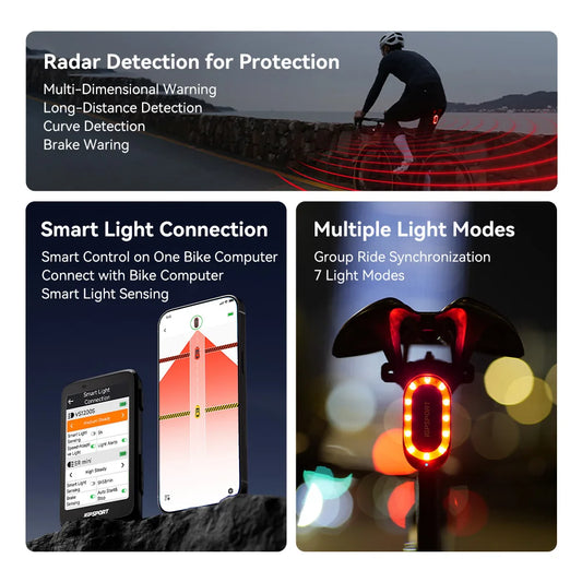 Waterproof RadarTail Light for Road Bike Safety