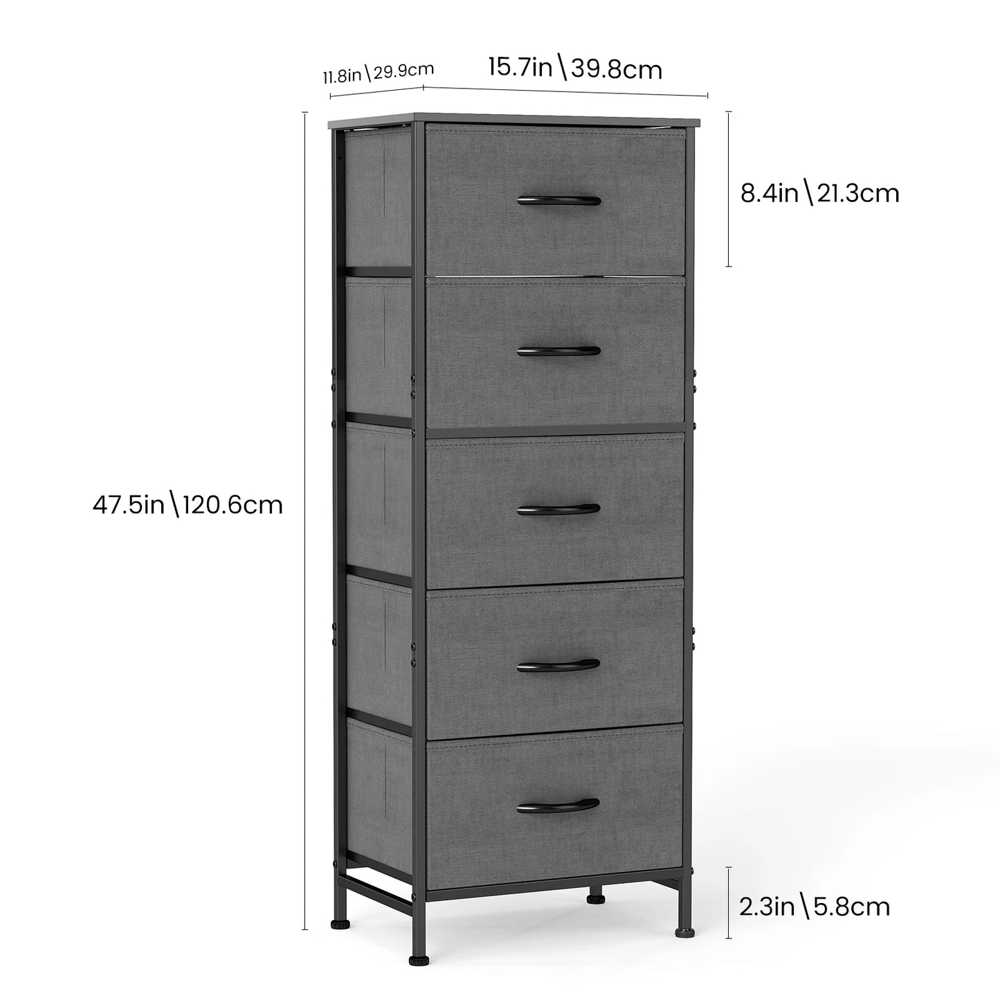 48" Dresser w/ 5 Fabric Drawers