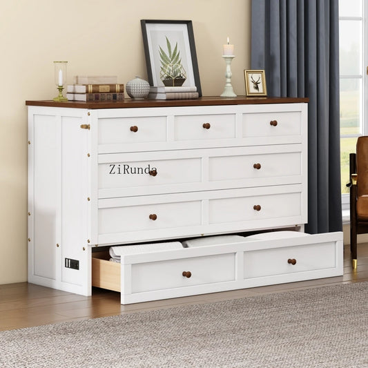 Solid Pine Murphy Bed Chest w/ charging Station