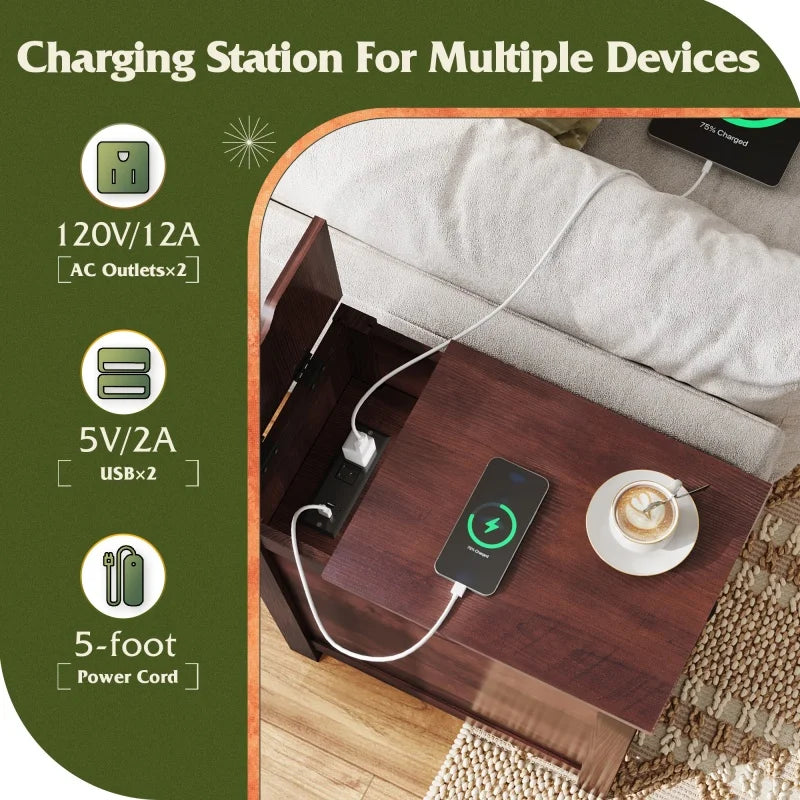 Farmhouse Night Stand w/Charging Station