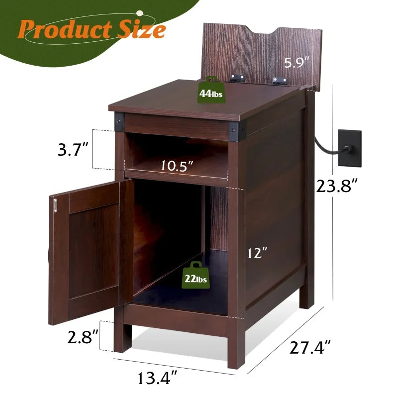 Farmhouse Night Stand w/Charging Station