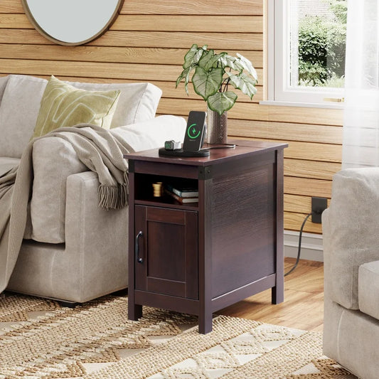 Farmhouse Night Stand w/Charging Station