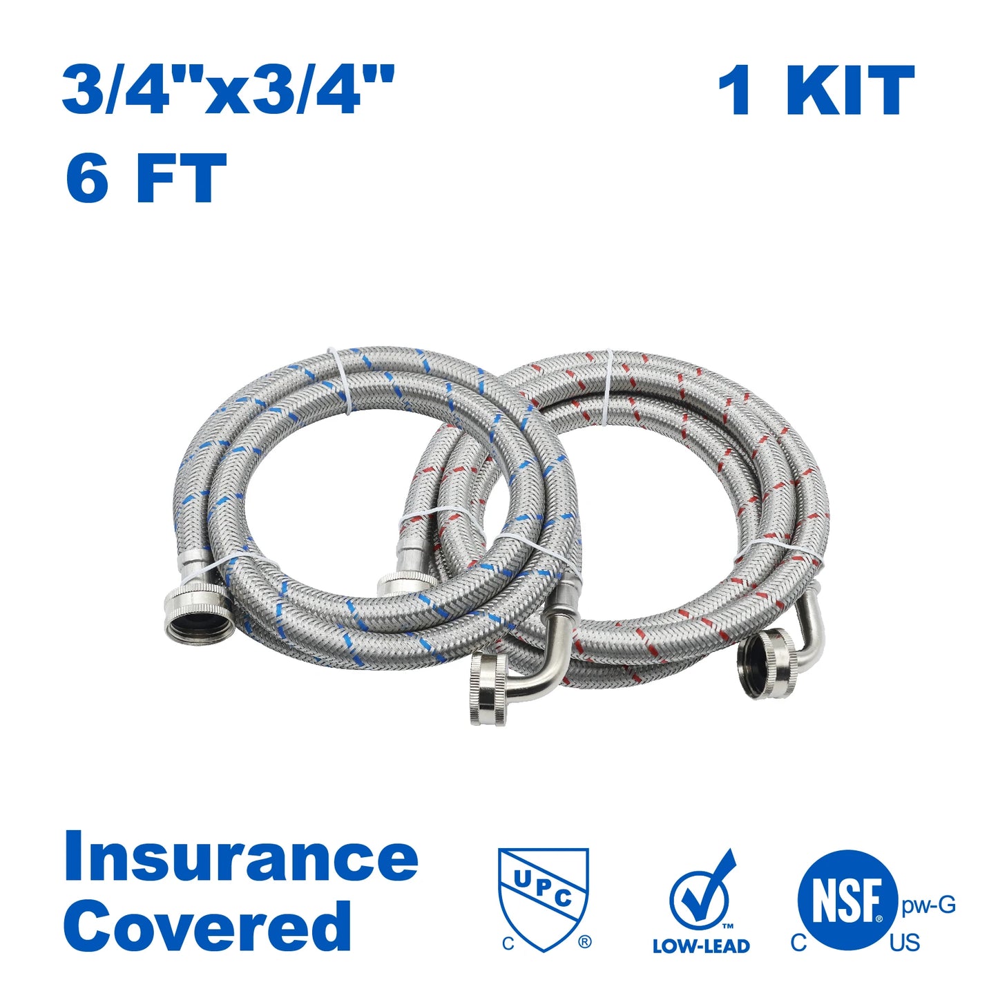 Premium SS Braided 6 FT  Washing Machine Hose