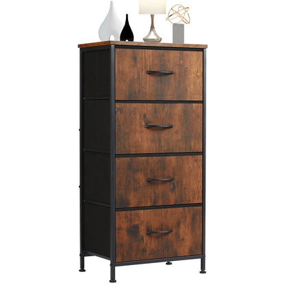 Nightstand Wardrobe Bedroom w/ 4 Fabric Drawers