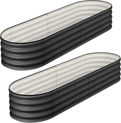 2 Pcs 4.5x2x1ft Oval, Galvanized Raised Beds,