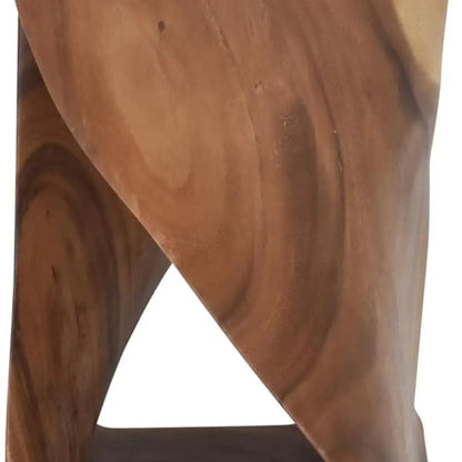 Solona Solid Wood Side Table, Acacia Whimsical Carved Design, Finish, Functional and Visually Alluring Natural Wood Glaze Accent