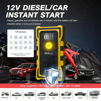 2000A Car Jump Starter, Power Bank and Emergency LED Light
