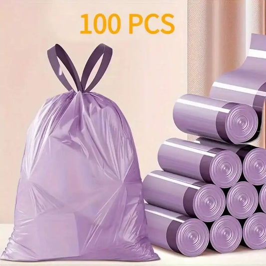 100pcs  Purple Drawstring Trash Bags,