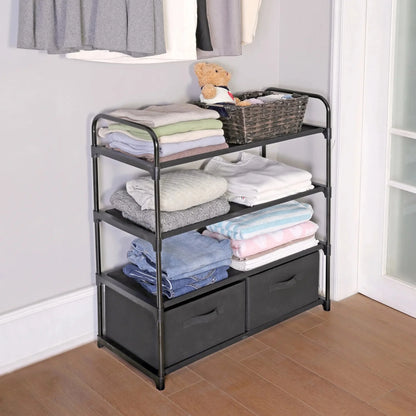 4 Shelf Closet Organizer w/ 2 Bins