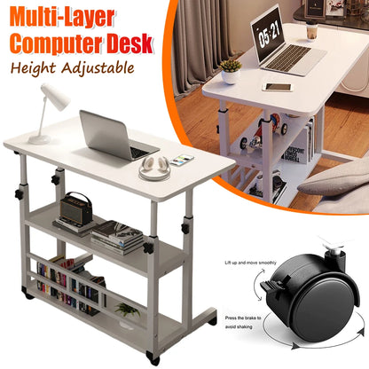 Multi-Layer Adjustable Wooden Computer Desk Workstation