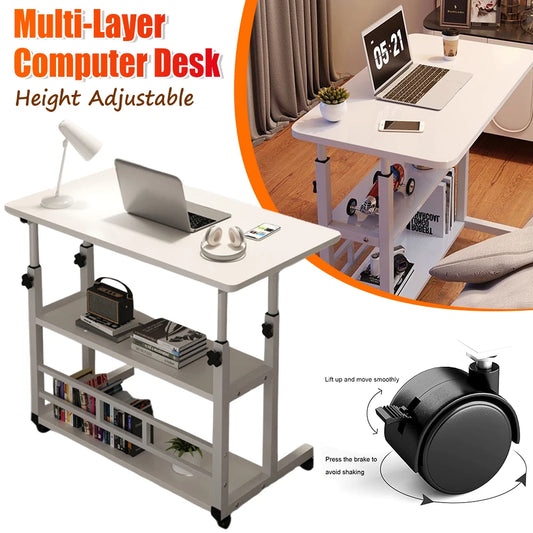 Multi-Layer Adjustable Wooden Computer Desk Workstation