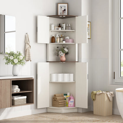 Corner Bathroom Storage Tall Cabinet with Doors