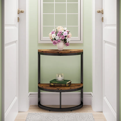 End Table Semi Circle w/Storage Shelf