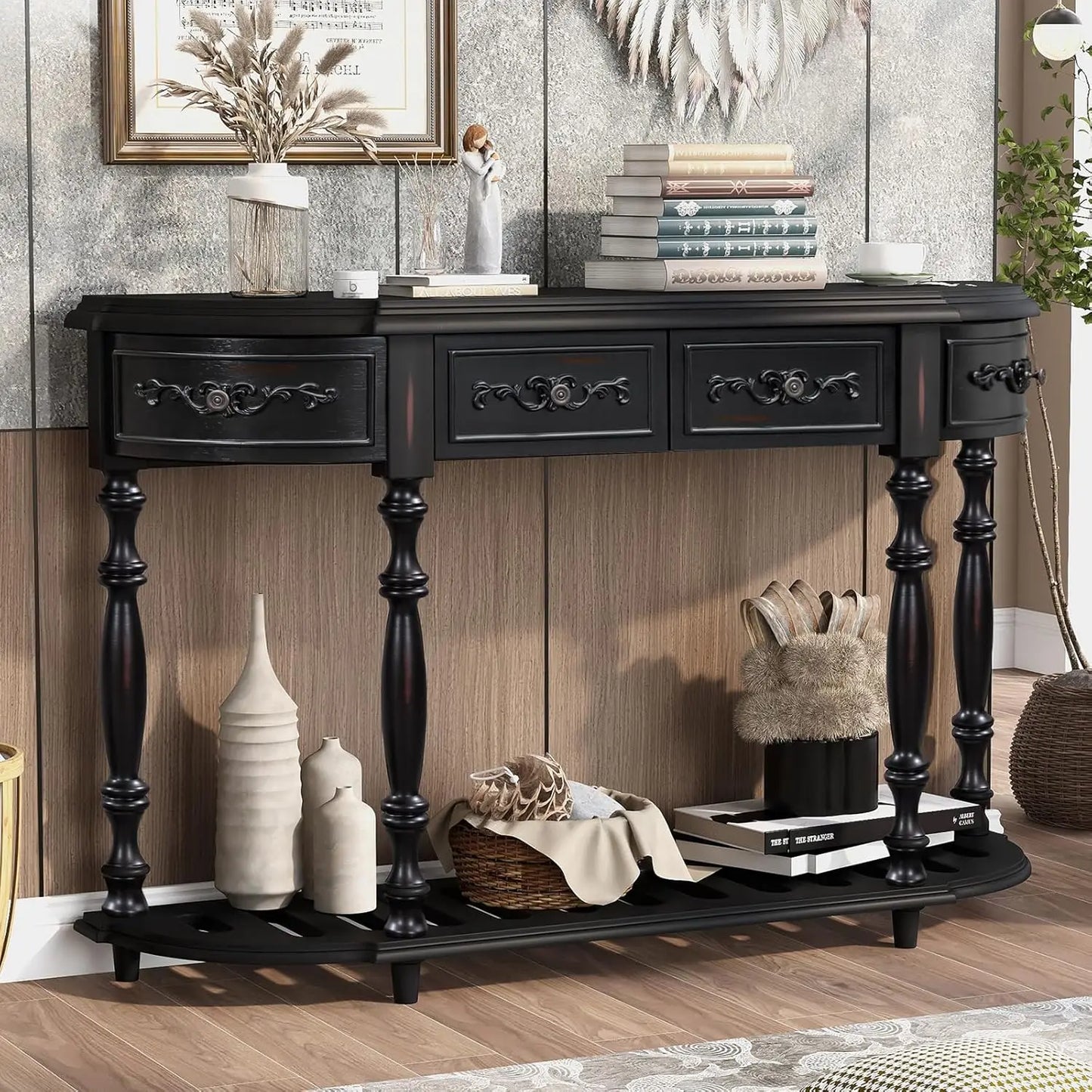 Retro Curved Console Entryway Table