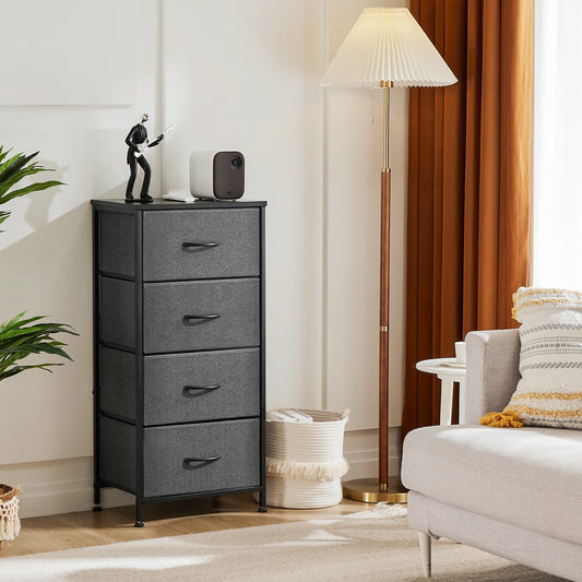 Nightstand Wardrobe Bedroom w/ 4 Fabric Drawers