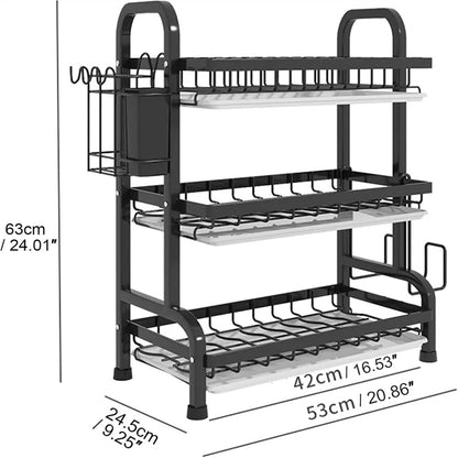 Three-Tier Space-Saving Kitchen Dish Rack