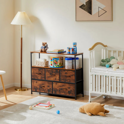 TV Stand Dresser with 5 Fabric Drawers