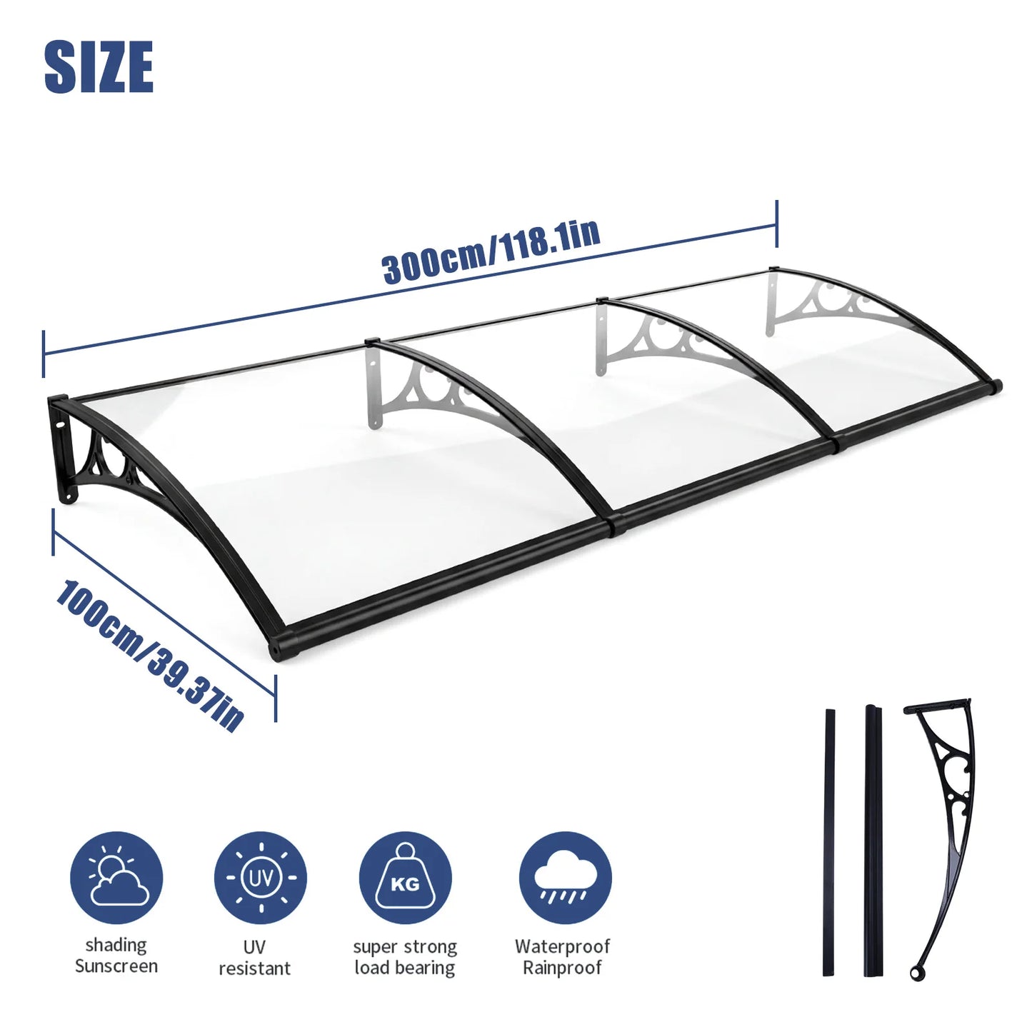 Awning for Door Entrance with Aluminum Alloy Bracket