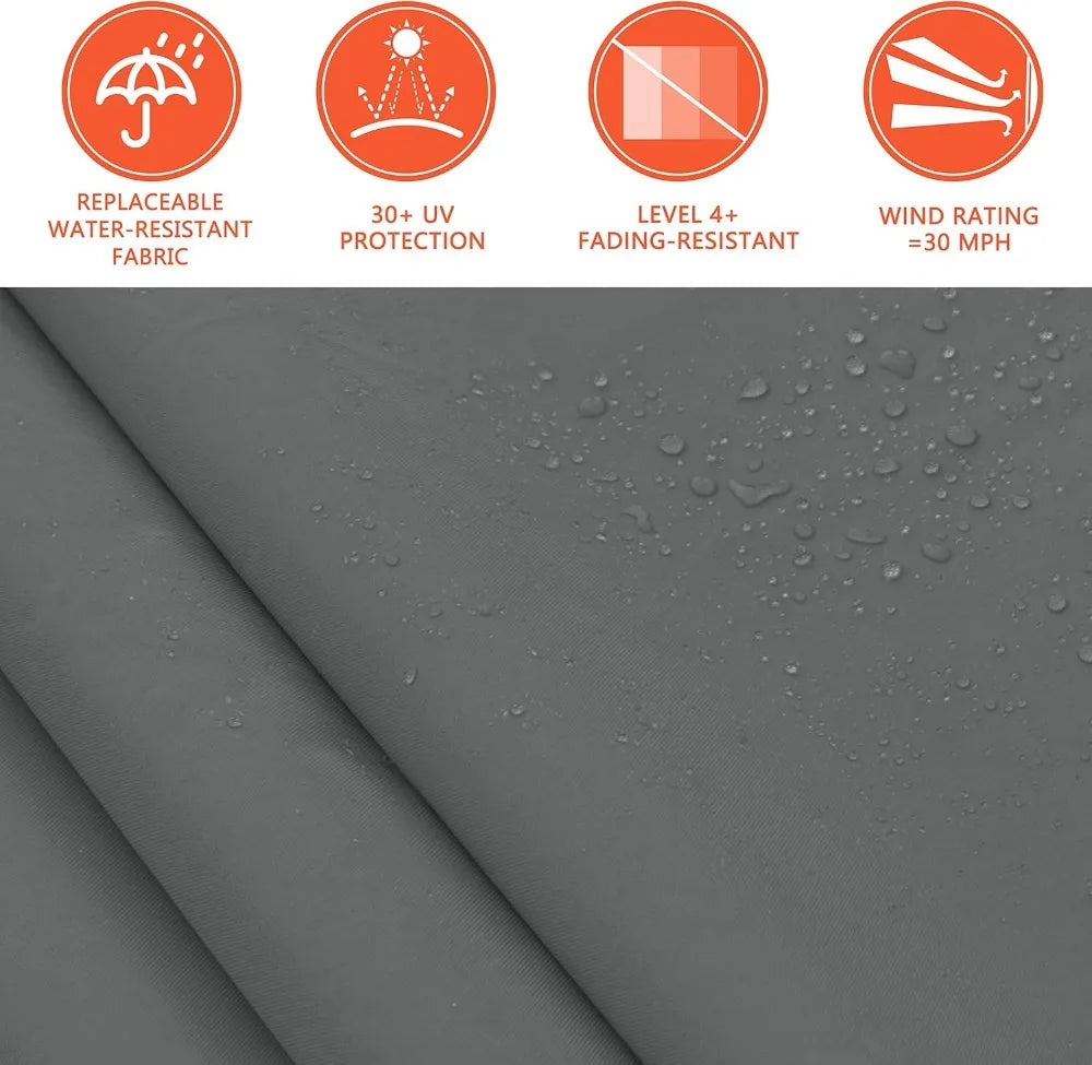 12x10 FT Manual Retractable Outdoor Patio Awning