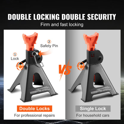3/6 Ton Capacity  Car Locking Jack Stands