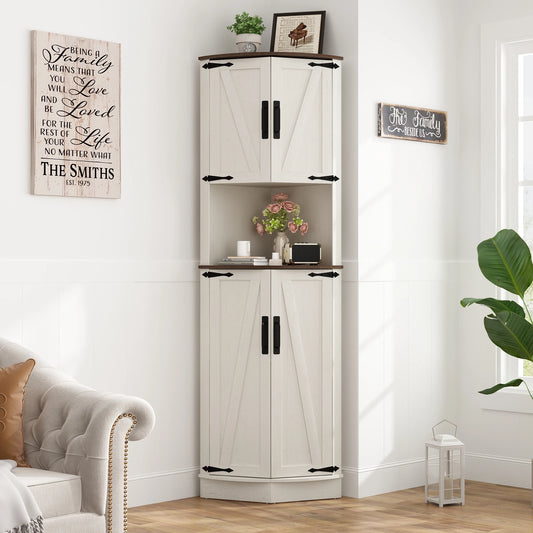 Corner Bathroom Storage Tall Cabinet with Doors