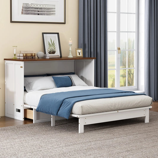 Solid Pine Murphy Bed Chest w/ charging Station