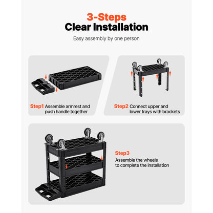 2/3 Shelf Utility Service Cart Dolly w/ 360° Swivel Wheels