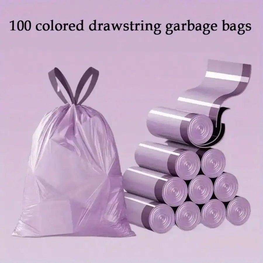 100pcs  Purple Drawstring Trash Bags,