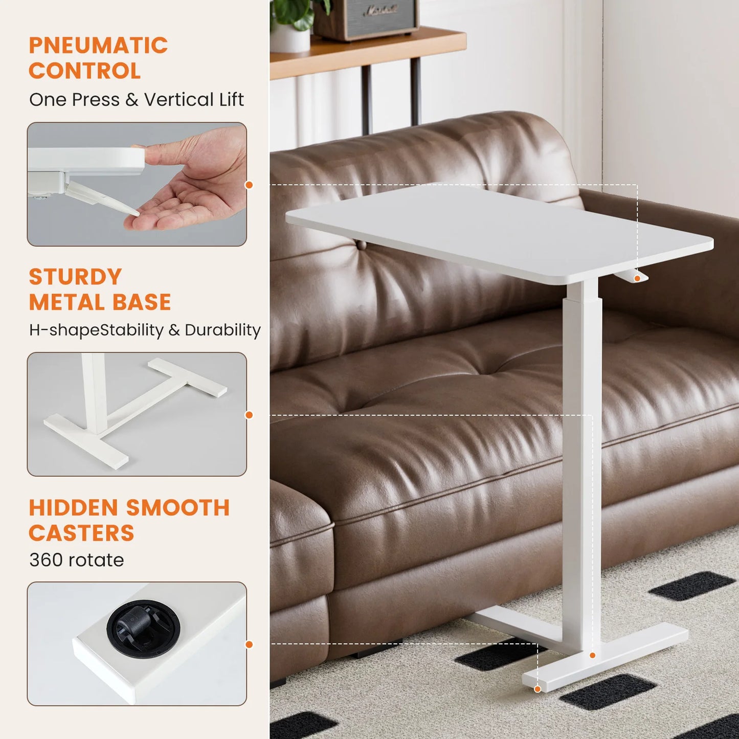 Multi-use AdjustableTable with Hidden Wheels