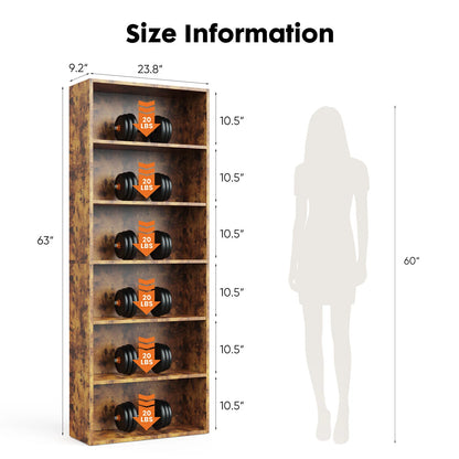 6 Tier/63 Inch Wooden Bookcase