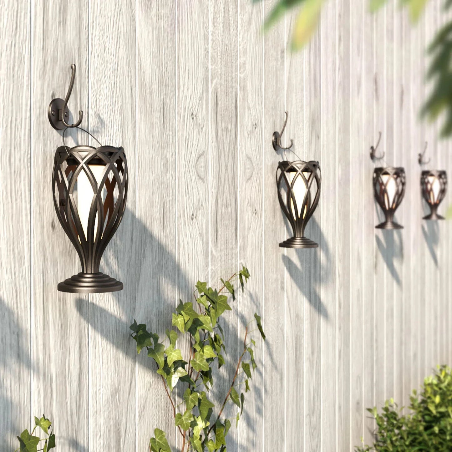 4-Piece Solar Pathway Torch Lights w/ Flickering Flame
