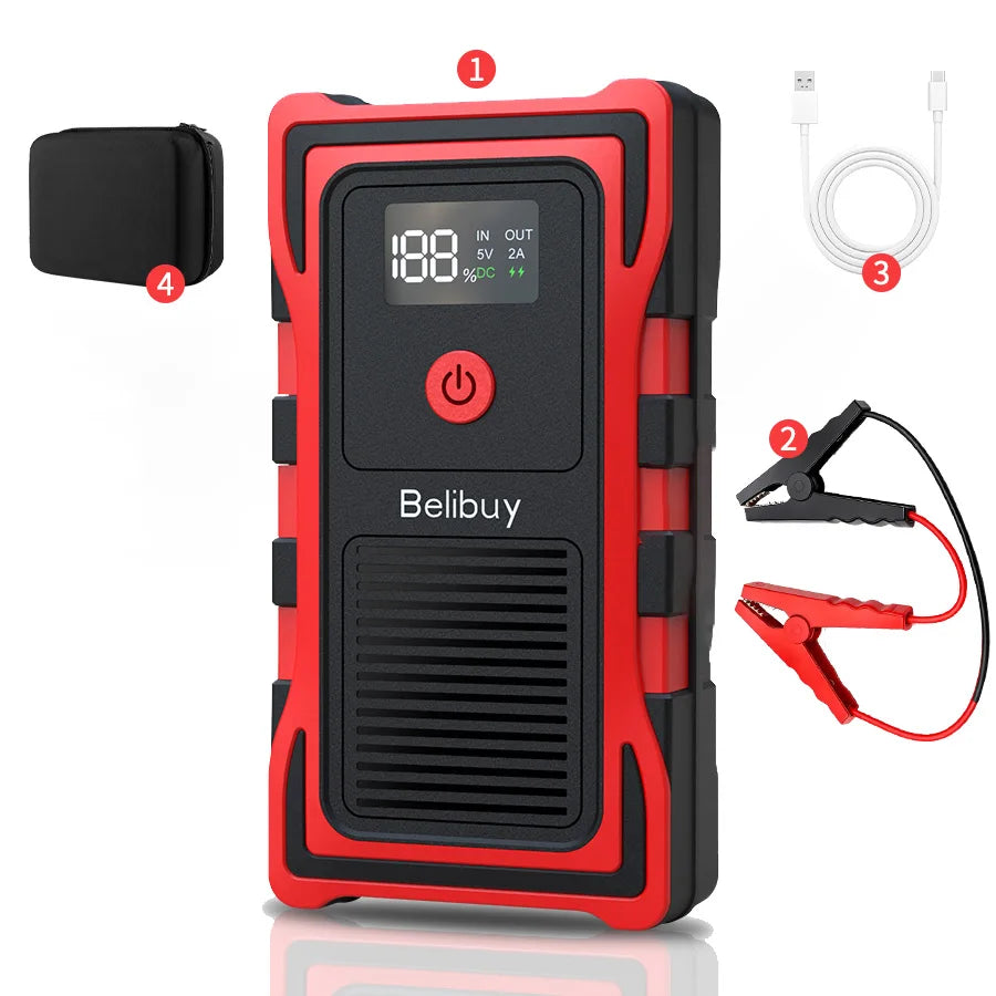 2000A Car Jump Starter, Power Bank and Emergency LED Light