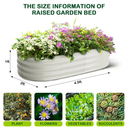 2 Pcs 4.5x2x1ft Oval, Galvanized Raised Beds,