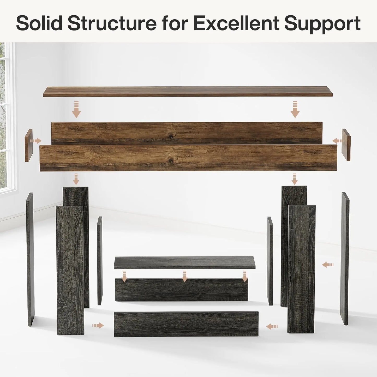 63" Farmhouse 2-Tier Entryway Table