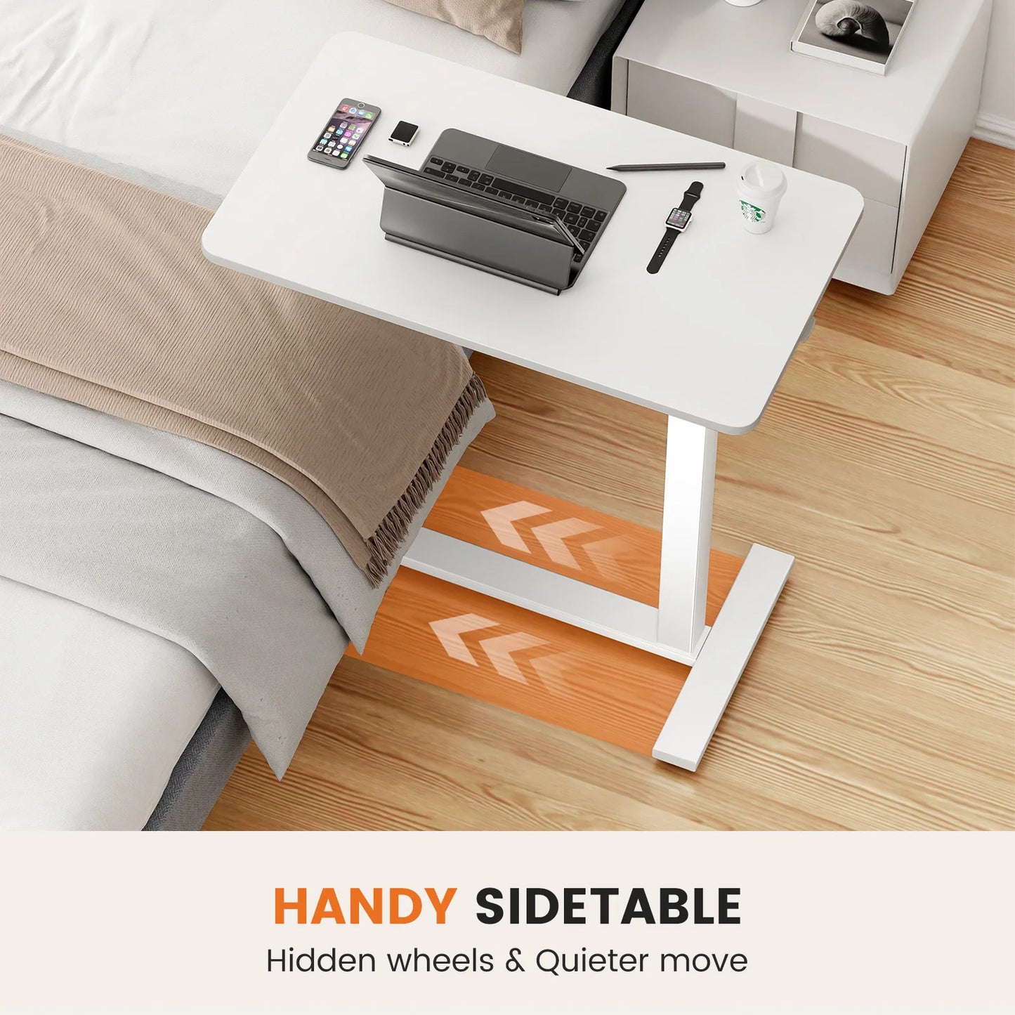 Multi-use AdjustableTable with Hidden Wheels