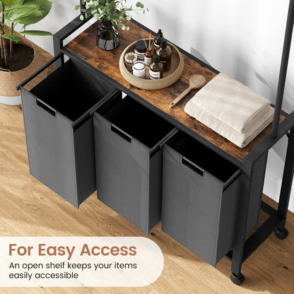 Laundry Sorter With Extendable Hanging Bar