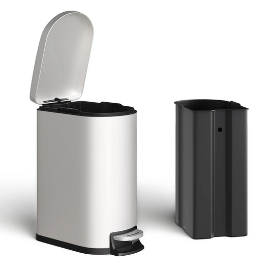 Stainless Steel Garbage Bins w/Removable Inner Buckets