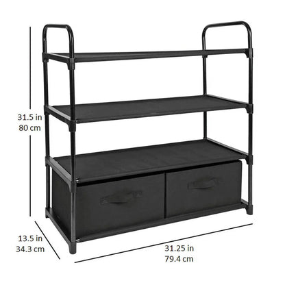 4 Shelf Closet Organizer w/ 2 Bins