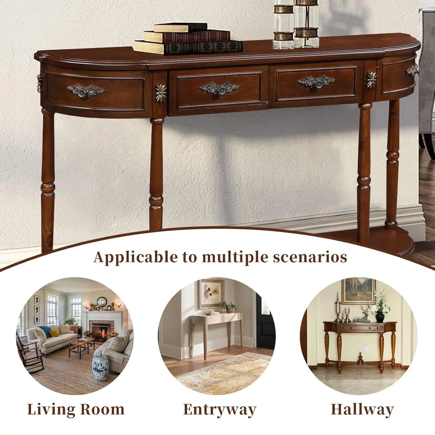Retro Curved Console Entryway Table