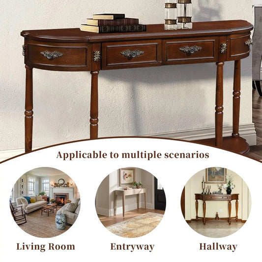 Retro Curved Console Entryway Table