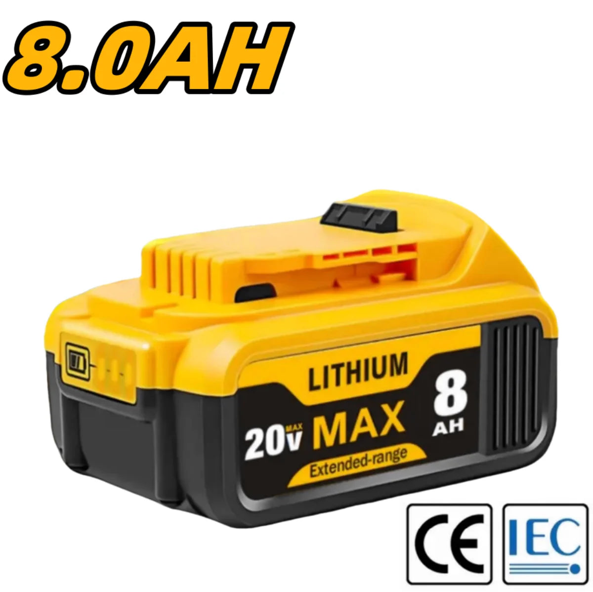 8.0Ah 20V Lithium-Ion Replacement Batteries, Dewalt Cordless Tools